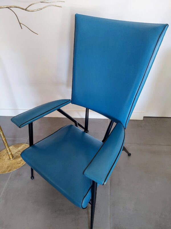 Fauteuil Bleu Colette Gueden - Années 50 – Image 4